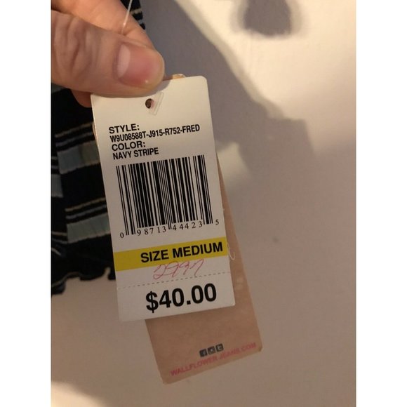 Wallflower Juniors Women's Blue Striped Long Sleeve Dress Size M New - Picture 5 of 7